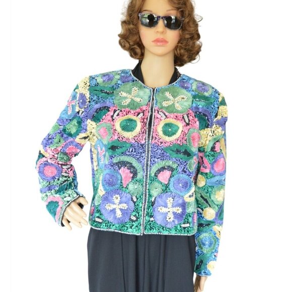 NWT Avant Garde Pastel Silk Ribbon Boxy Bolero Jacket Vintage 1990s Women Small - Picture 1 of 9